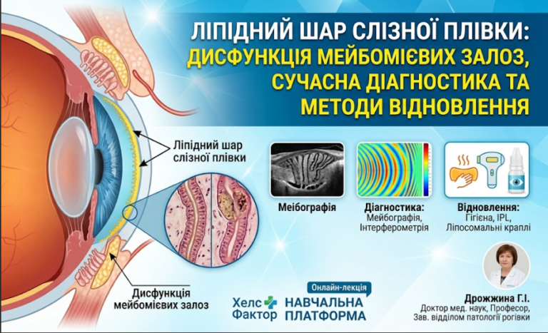 Ліпідний шар слізної плівки: дисфункція мейбомієвих залоз, сучасна діагностика та методи відновлення