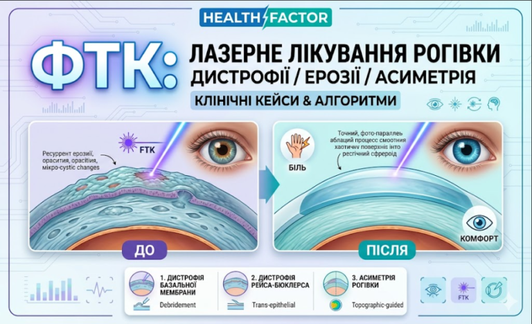 Рогівковий синдром, дистрофії та асиметрія: Як і коли ефективно застосовувати PTK/ФТК